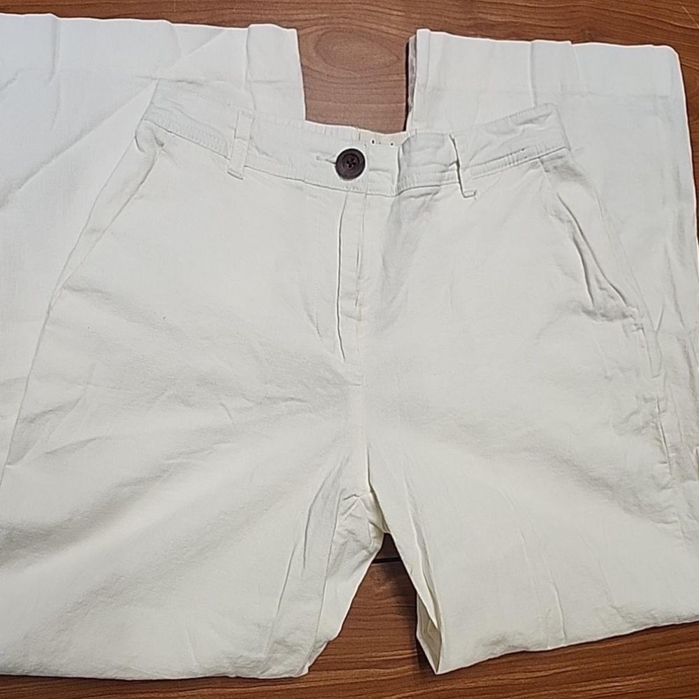 L.T.J Letter to Juliet Beige Wide Leg High Rise Linen Trouser Pants Sz XS